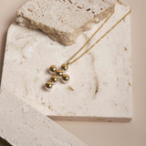 Collier Croix Perles Blanches