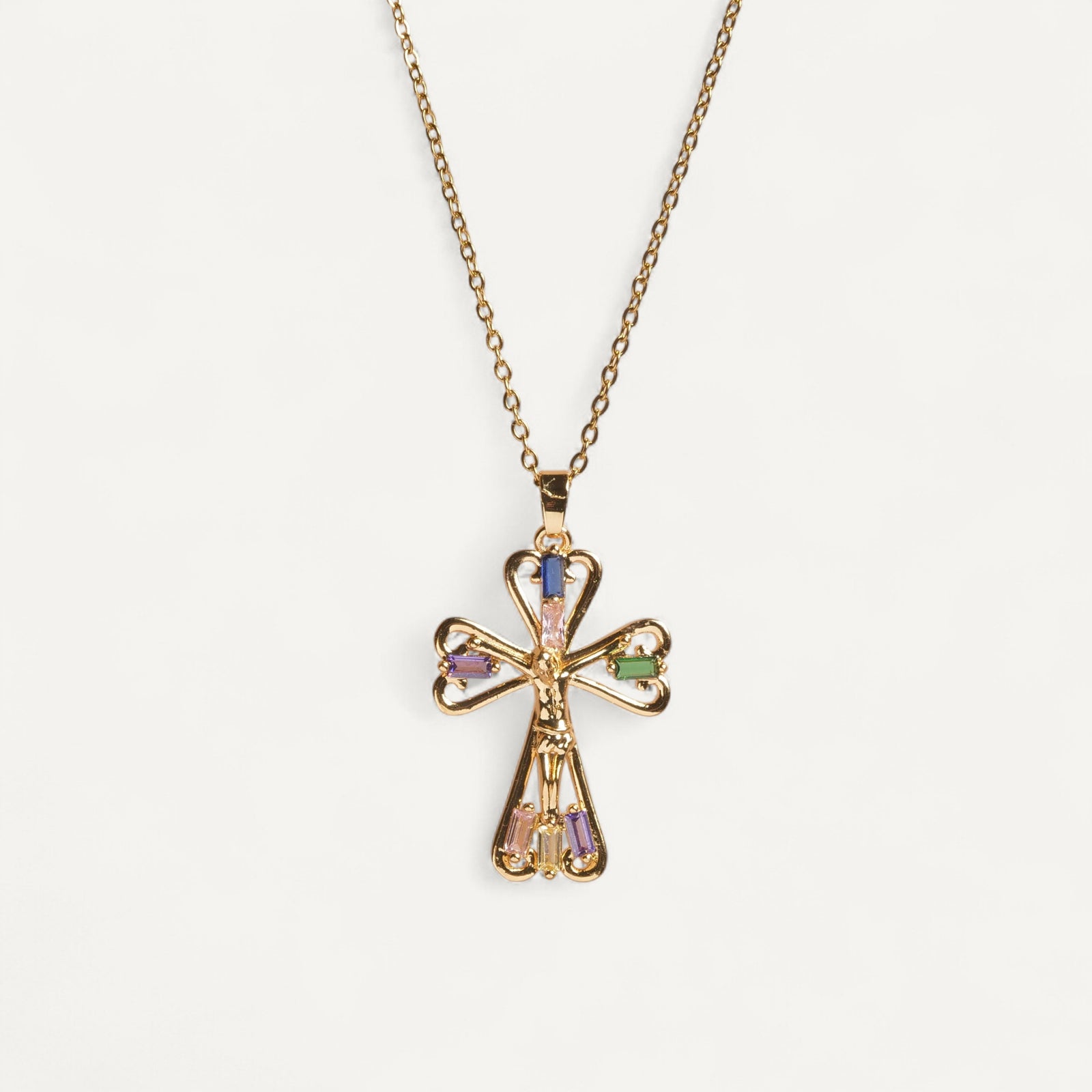 Collier Croix Cœur et Cristaux