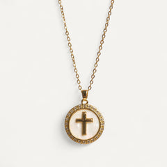 Collier Croix Nacrée Dorée
