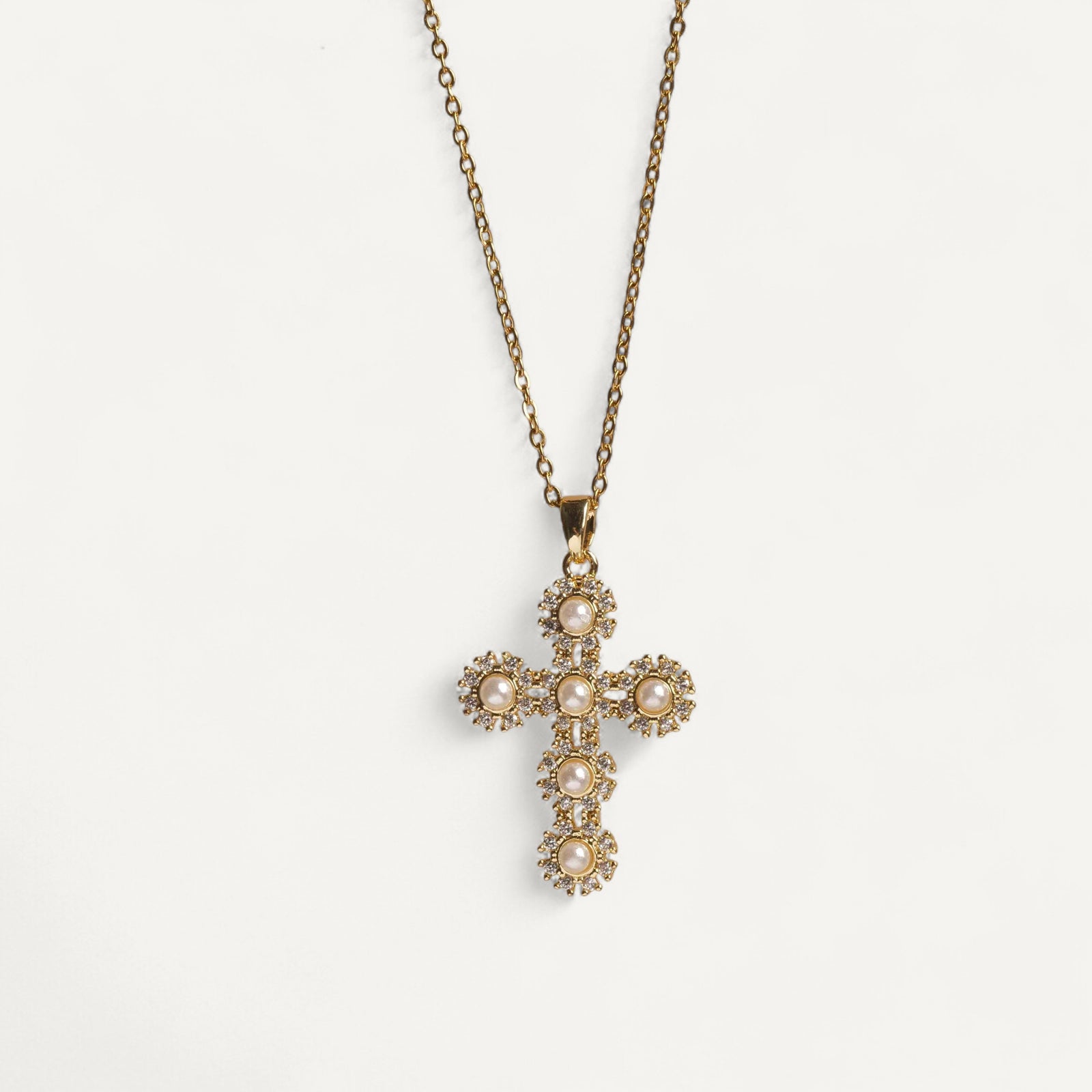 Collier Croix Perles Célestes
