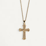 Collier Croix Cristaux et Coeur