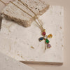 Collier Croix Multicolore Élégance Dorée