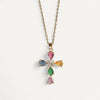 Collier Croix Multicolore Élégance Dorée