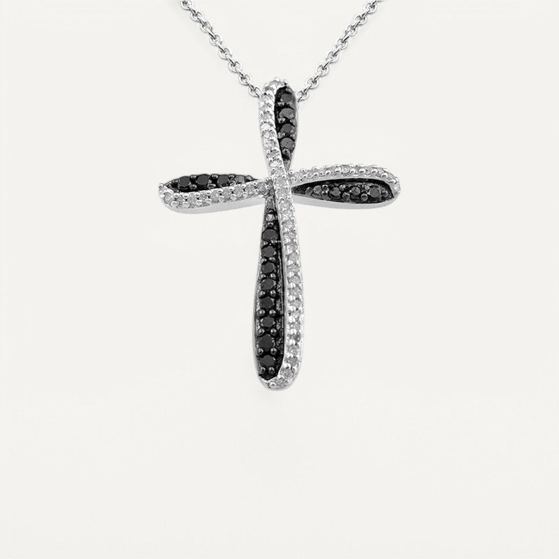 Pendentif Croix Argent Strass