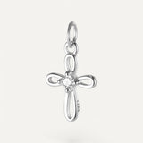 Silver and zirconium cross pendant
