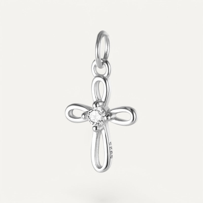 Silver and zirconium cross pendant