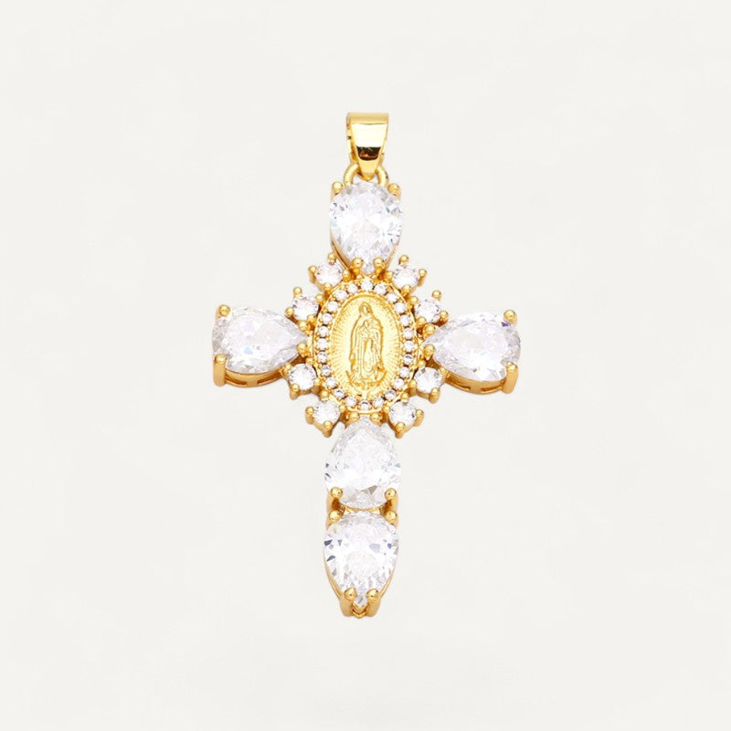 Precious stone cross pendant