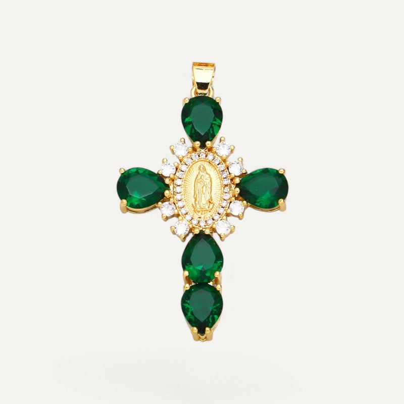 Precious stone cross pendant