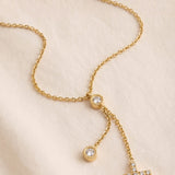 Collier Croix Pendante Ajustable à Zircons