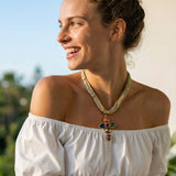 Collier Croix sur Maille Tressée