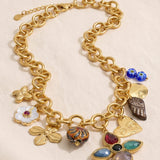Collier Croix Breloques Doré