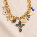 Collier Croix Breloques Doré