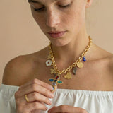 Collier Croix Breloques Doré