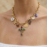 Collier Croix Breloques Doré
