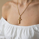 Collier Croix Doré Bombé