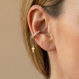 Boucles Créoles Croix Pendantes avec Pierres