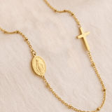 Collier Croix et Médaille Vierge Marie Doré