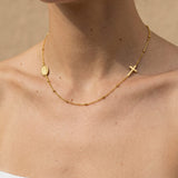 Collier Croix et Médaille Vierge Marie Doré
