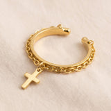 Bague Croix avec Chaîne Élégante