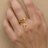 Bague Croix avec Chaîne Élégante