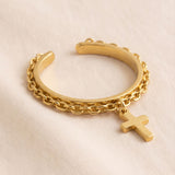 Bague Croix avec Chaîne Élégante