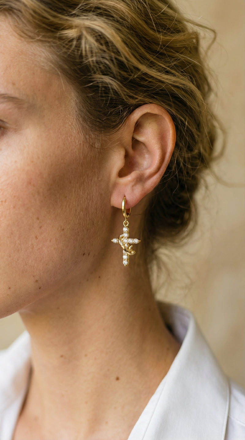 Boucles D'Oreilles Croix Couronné