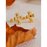 Bague Croix Dorée avec Pierres Multicolores