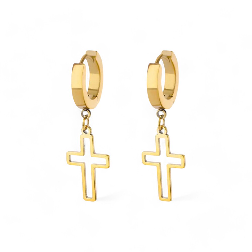 Boucles d'Oreilles Pendantes avec Croix