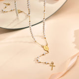Collier Croix Chapelet Élégant