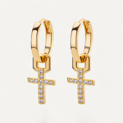 Boucles d'Oreilles Croix Brillance