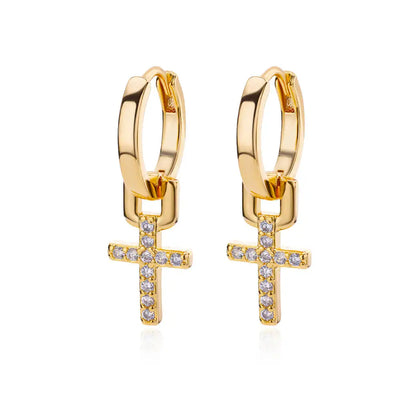 Boucles d'Oreilles Croix Brillance