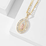 Collier Croix Vierge Marie Éclat Doré