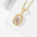 Collier Croix Vierge Marie Doré Image Sacrée
