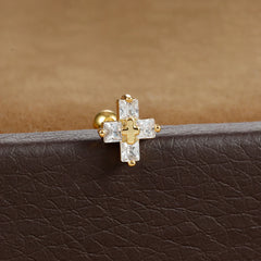 Boucle d'Oreille Croix avec Cristaux Étincelants