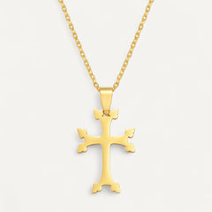 Collier Croix Apostolique en Acier Doré ou Argenté