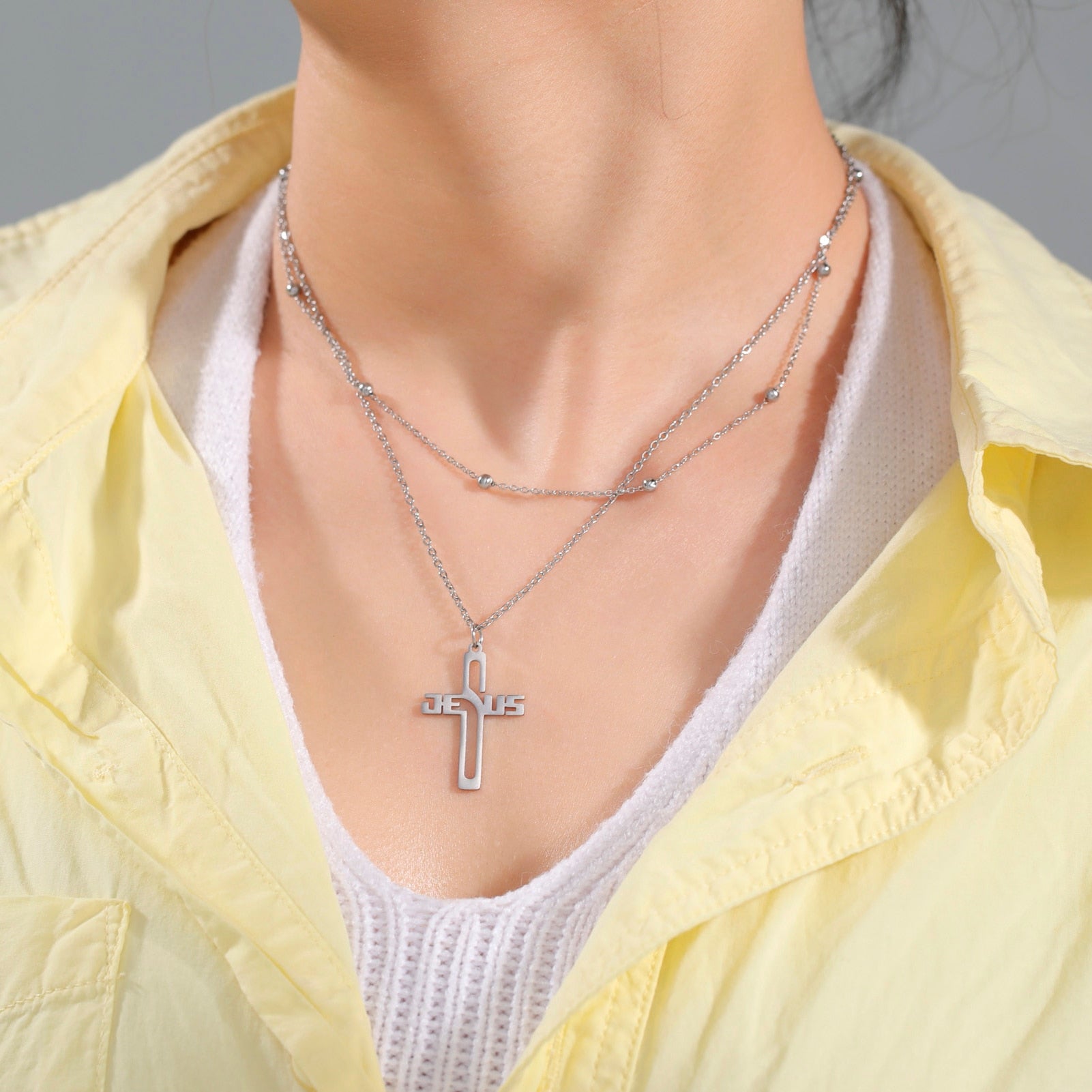 Cross necklace Inscription Jesus