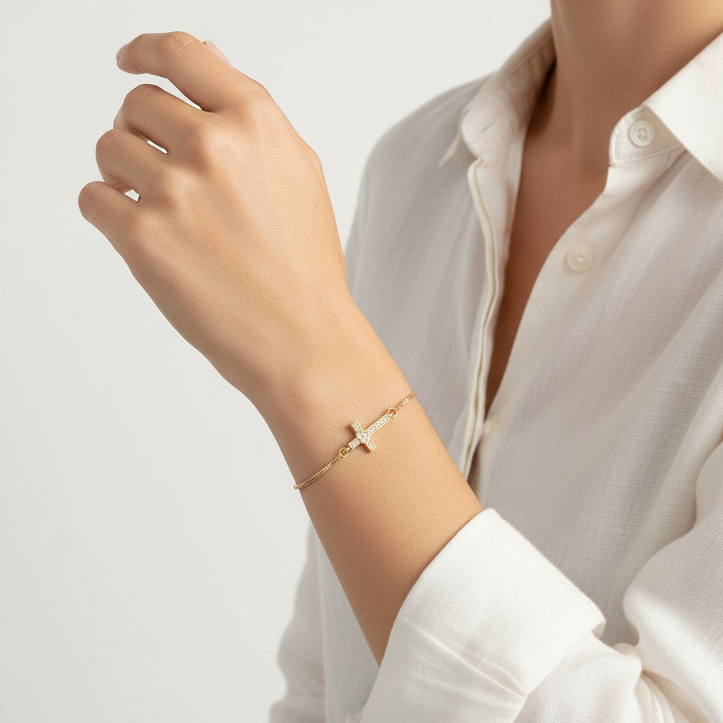 Bracelet Croix Cœur Scintillant