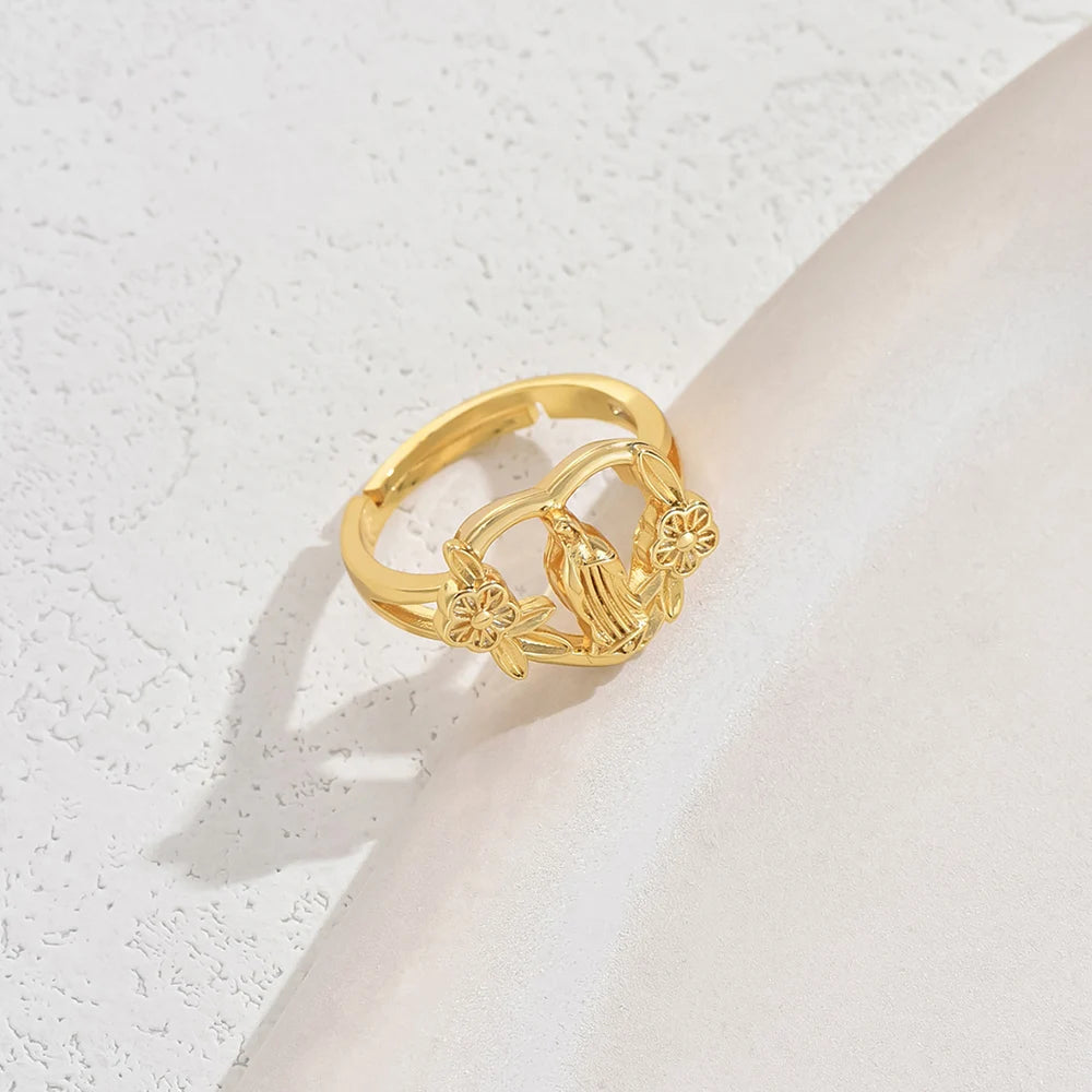 Bague Vierge Marie Fleurie