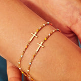 Bracelet Croix Perles Minimaliste