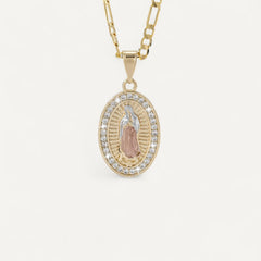 Collier Croix Vierge Marie Éclat Doré