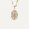 Collier Croix Vierge Marie Éclat Doré