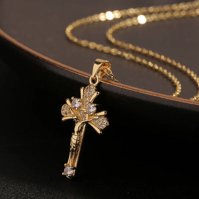 1 Zirconium Cross Pendant Necklace