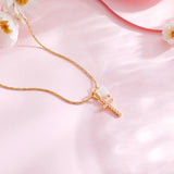 Collier Croix Zircon et Cœur Nacre