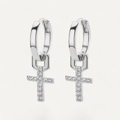 Boucles d'Oreilles Croix Brillance