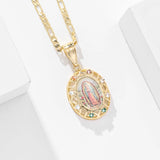 Collier Croix Vierge Marie Doré Image Sacrée