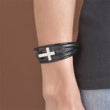 Bracelet Croix Cuir pour Homme