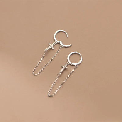 Boucles d'Oreilles Pendantes Croix