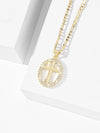 Collier Croix Ovale Doré Éclat Cristal