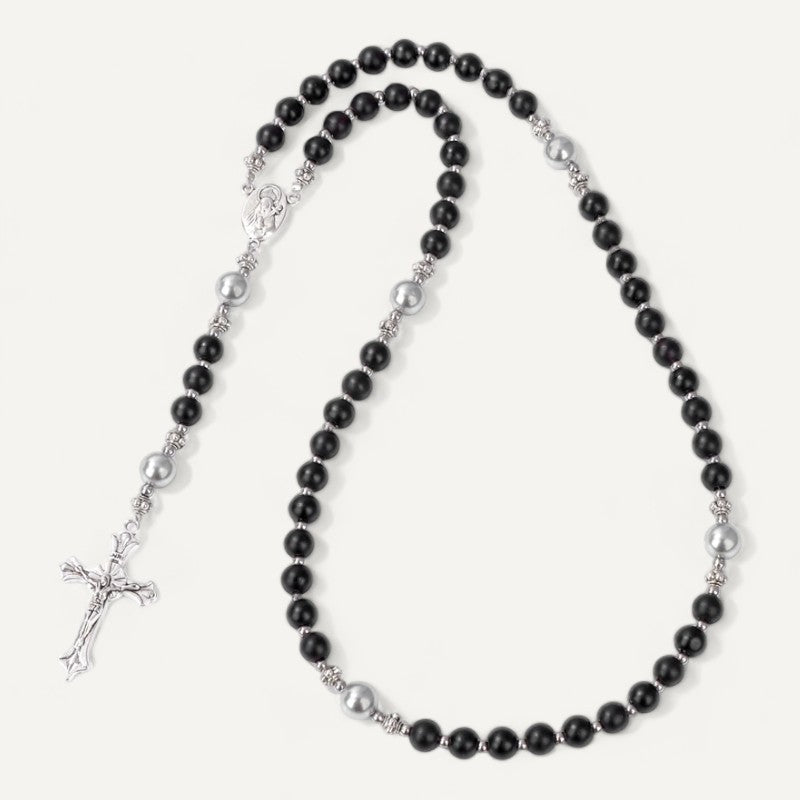 Beaded Rosary with Silver Crucifix