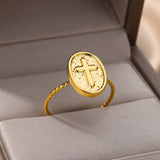 Gold Ring Cross for Women
